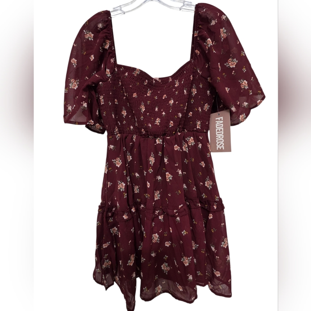 Faded Rose Smocked Dress Floral Size Large